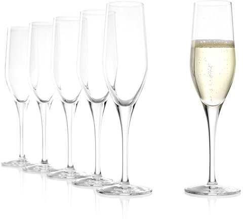Stölzle Lausitz Bicchieri da Champagne Exquisit Set di 6, 175ml – Eleganti Flûte in Cristallo Ideali per Champagne e Prosecco – Lavabili in Lavastoviglie e Resistenti agli Urti, Made in Germany