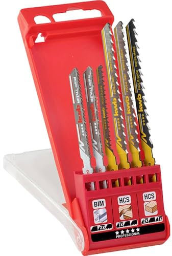 kwb Stichsägeblätter-Set für Holz und Metall (6-teilig,HCS-Stahl/Bi-Metall, Einnockenschaft)
