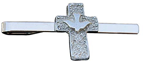 Krawattennadel mit Zinngusskreuz und Taube - Handgefertigt von William Sturt aus deutschem Zinn