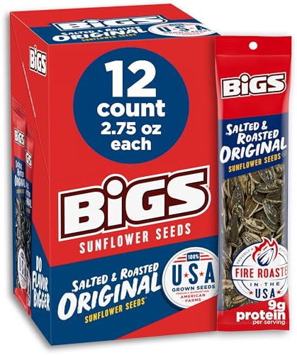 BIGS Sunflower Seeds, Salted & Roasted Original Flavor, 2.75 oz. (Pack of 12)