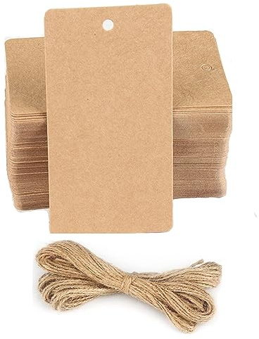 Geschenkanhänger Groß 200 Stk 12X6CM, 300g/m² Kraftpapier Etiketten Tags Packpapier Geschenk (Braun)