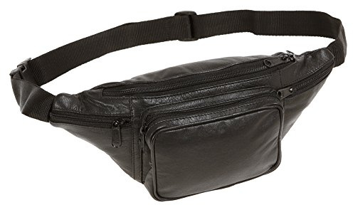LEAS Sac banane, cuir véritable, noir Travel-Line''