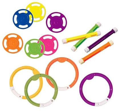 3-in-1 Underwater Swimming Pool Diving Discs, Sticks and Rings Game Set