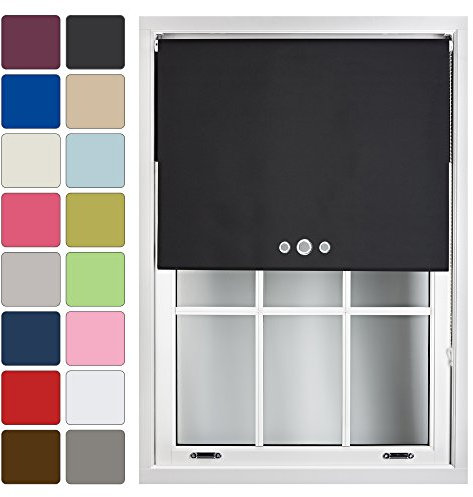 FURNISHED Verdunkelungsrollo mit DREI Ösen nach Maß, Schwarz, 60W x 165H cm