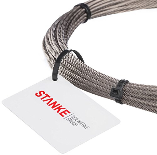 Seilwerk STANKE 30 m Cuerda de Acero Inoxidable 4 mm 7x19 Cuerda de Acero Inox V4A A4 Acero Noble