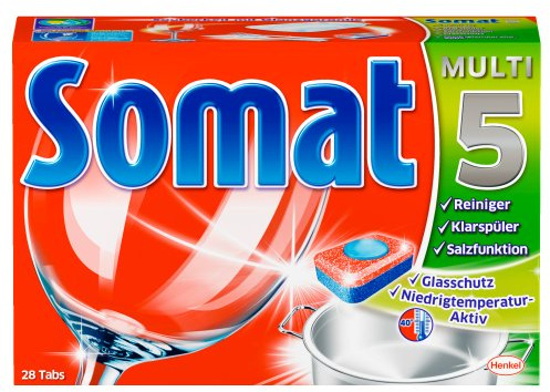 Somat 28 Tablettes Nettoyantes pour Lave-Vaisselle 5 Actions