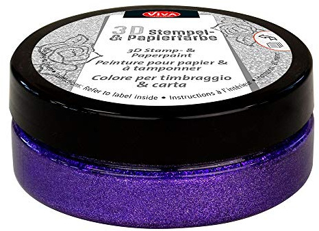 Viva Decor®️ 3D Stempel- & Papier-Farbe (Violett-Metallic, 50ml) Stempelfarbe für Papier, Karton, Stempelkissen - Bastelfarbe für Hochzeit, Scrapbook, Kinder UVM.