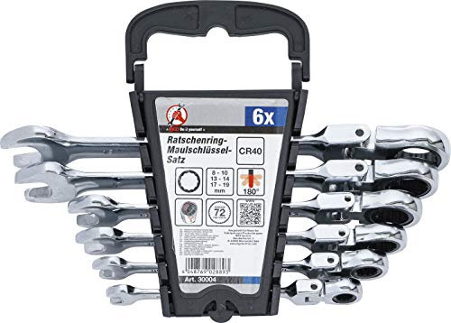 BGS Diy 30004 | Ratchet Combination Wrench Set | flexible Heads | 8-19 mm | 6 pcs.
