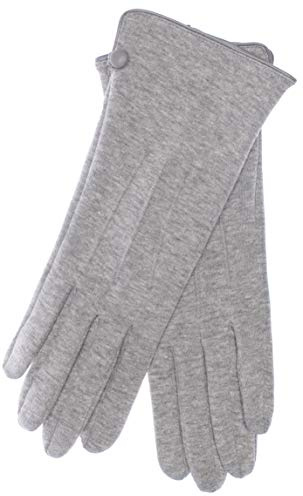 EEM guantes de jersey de mujer LISSY hechos de algodón con función táctil y suave felpa de felpa, talla única, gris