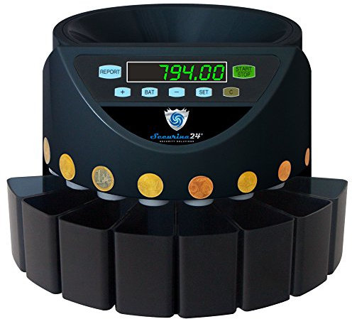 Securina24 Automatischer Euro Münzzähler & -sortierer Geldzählmaschine SR1200 Geldzähler Münzzählautomat (Schwarz - Blacklabel - BBB)