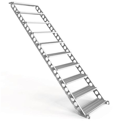 Scafom-rux Bautreppe - [10 Stufen] Außentreppe - 2 Meter Höhe, 80 cm breit, 45 Grad - Treppe außen - Stahltreppen für Gerüst und Garten - Aussentreppen Stahl - verzinkt - Treppen Bausatz