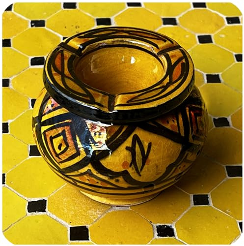 Marokkanischer Sturmaschenbecher Aschenbecher Keramik Windascher Ascher Orient Deko Color Gelb