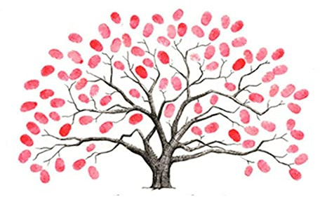 EQLEF Mariage Invité Empreinte Digitale, Bricolage Mariage Arbre D'empreintes Digitales Personnalisé Mariage Empreinte Arbre Livre d'or Affiche De Mariage Fournitures