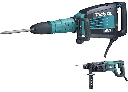 Makita HM1214CX 27 lb. AVT Demolition Hammer, accepts SDS-MAX bits and 1 Rotary Hammer, Blue