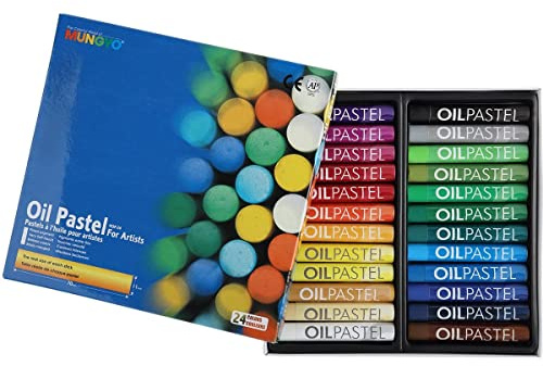 MUNGYO Scatola di 24 colori a pastello a olio, qualità artista, diametro 1,1 cm, dimensioni 7 cm