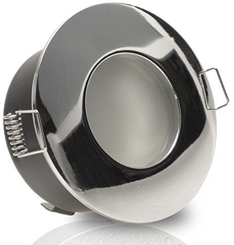 trendlights24 Nautic IP65 Bad Decken Einbauleuchte Chrom rund für 12V 230V LED Halogen - ohne Leuchtmittel - Einbaustrahler für Dusche Feuchtraum außen