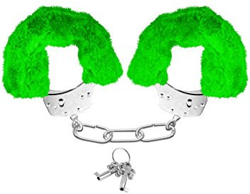 Neon by Pipedream Furry Cuffs - Handschellen mit Plüsch/Kunstfell überzogen - grün