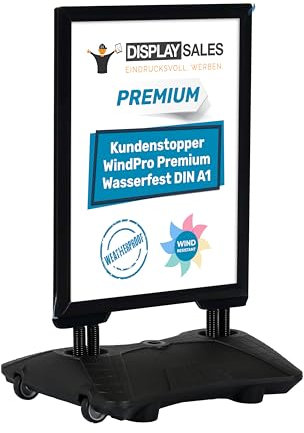 DISPLAY SALES Plakatständer WindPro® PREMIUM | Kundenstopper OUTDOOR in DIN A1 | Plakataufsteller A1 in schwarz | Aufsteller Werbung beidseitig nutzbar für 2 Plakate