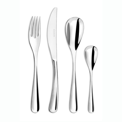 COUZON - Ménagère 74 couverts de table en coffre bois pour 12 personnes - Eole - Acier inoxydable 18/10, Finition Miroir, Epaisseur 2.5 mm - Inox