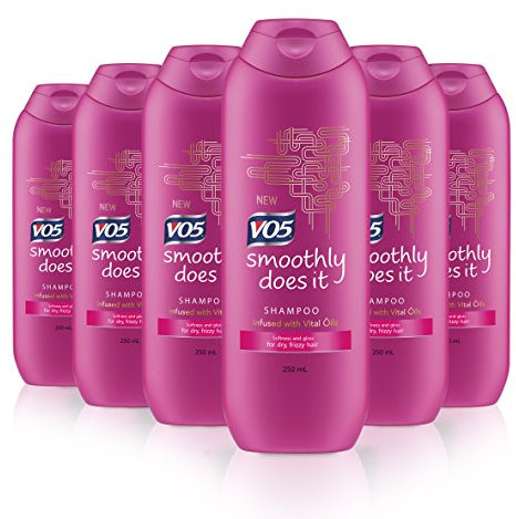 Alberto VO5 Smoothly Does It Shampoo Infused with Vital Oils for Dry, Frizzy Hair, Anti-Frizz and Shine, 250ml, Pack of 6