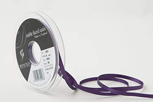 Berisfords Double FACE Poly Satin Ribbon, BlackBerry, 5 mm