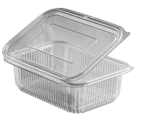 1-PACK Rechteckbecher klar mit Deckel 750 ml (PET), 50 Stück
