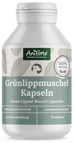AniForte Grünlippmuschel Kapseln für Hunde 100 Stück - Grünlippmuschel Hund, Gelenktabletten mit Grünlippmuschelpulver in Vollfettqualität 10,2%, für Gelenke & Agilität