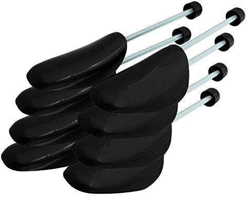 Incutex Set da 4 Paia di Tendiscarpe Taglia variabile 38-44, Forme Scarpe in Plastica con Molla a Spirale, Nero