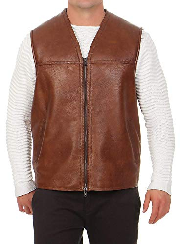 Hollert Herren Lammfellweste Weste Lederweste Fellweste FIRMINIUS ohne Kragen Merino Lammfell
