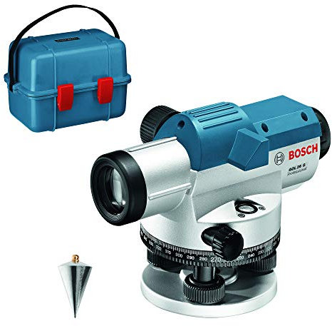 Bosch Professional Niveau Optique GOL 26 G (Grossissement 26x, Unité de Mesure : 400 Gon, Portée : jusqu'à 100 m, dans un Coffret de Transport)