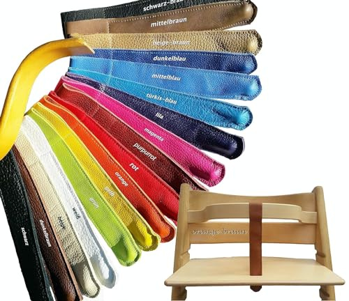KidProof BEIGE-BRAUN Öko ECHT Lederriemen für Hochstuhl kompatibel zu Stokke Tripp Trapp Schrittgurt Riemen für Holzbügel (Beige-Braun)