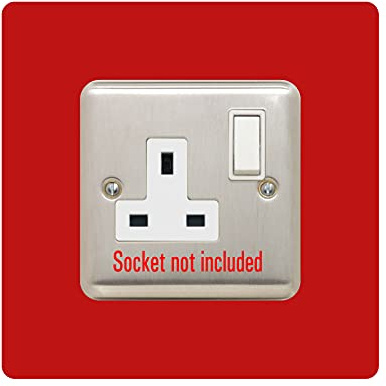 Single Socket Surround | Square | Acrylic Back Panel or Finger Plate | Light Switch Plug, Colour:red