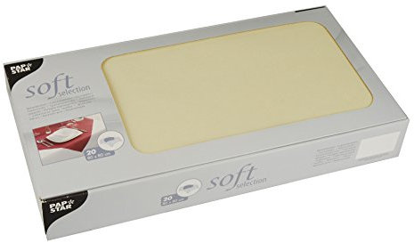Papstar, 20 Mitteldecken, stoffähnlich, Vlies soft selection 80 cm x 80 cm creme, #82326