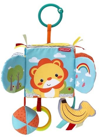 Infantino Cube Sensoriel Big Top Discovery, Jouet Éducatif pour Bébé, Cube Sensoriel Interactif, avec Miroir, Anneaux et Balle, Sans BPA, pour Bébés et Tout-petits de 3+ Mois