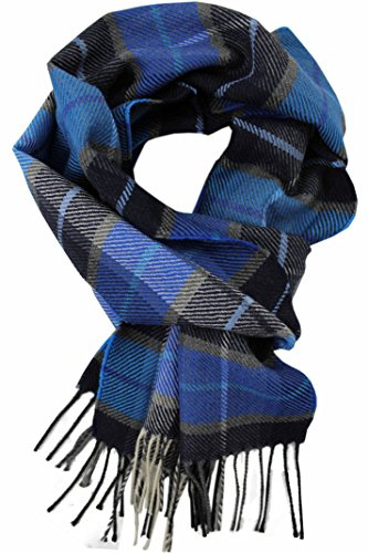 Rotfuchs Schal Webschal Karo modisch blau schwarz 100% Wolle (Merino) F9
