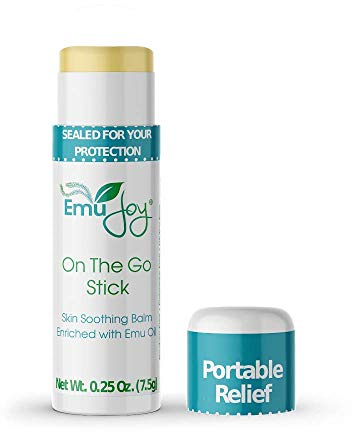 Emu Joy On The Go Skin Balm Stick - Natural Portable Balm with Emu Oil, Calendula & Chamomile - for Dry, Sensitive, Eczema Prone & Psoriasis Prone Skin - Pocket Size Twist-Up - 0.25 oz