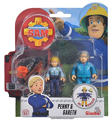 Simba 109251026 - Feuerwehrmann Sam Figuren Doppelpack Serie 2, 4-Sortiert, voll beweglich, 7, 5cm, 6 Zubehörteile