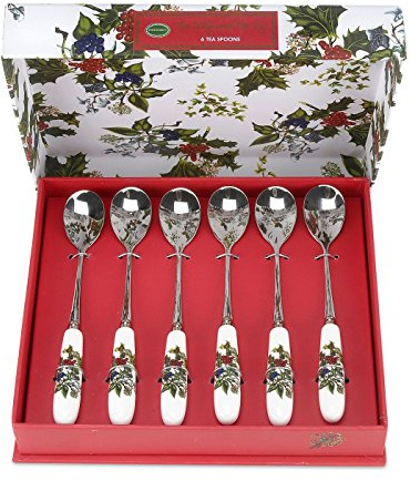 Portmeirion Home & Gifts HV1101 Tea Spoons S/6, Stainless Steel, Multi-Colour, 16 x 1.5 x 1 cm