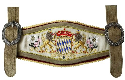 German Wear Hosenträger für Trachten Lederhosen mit Bayerischem Wappen-stickerei