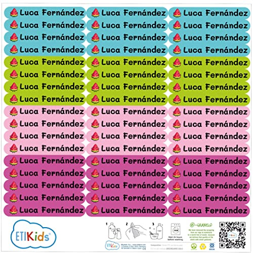 50 Namensaufkleber Namen Sticker Aufkleber Sticker 6 x 1 cm. (Kelle 9) - für Kinder, Schule und Kindergarten - Stifte, Federmappe, Lineale - Markieren von Gegenständen - personalisiert