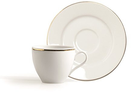 Excelsa Gold Tasse à Café avec Soucoupe Porcelaine Blanc Bord Doré 12 X 12 X 6 cm