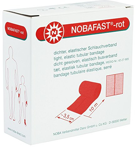 NOBAFAST elastischer Schlauchverband gerollt Länge 10 m, Maße:Rot. ca. 3.5 cm