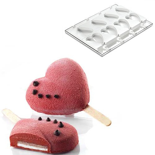 Silikomart - Stampo in silicone cuore su stecco gelati,semifreddi ,san valentino GEL03 Heart-ic