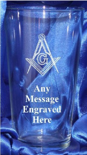 Pint Glass [Custom] Engraved Personalised Masonic PG7 in Silk Lined Gift Box