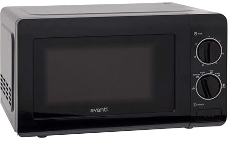 Avanti Microwave Oven 700-Watts Compact Mechanical with 5 Power Settings, Defrost, Full Range Temperature Control and Removable Glass Turntable, 0.7-Cu.Ft., Black