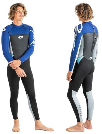 Osprey Men's Full Length 3 mm Summer Wetsuit, Adult Neoprene Surfing Diving Wetsuit, Origin, Blue, M