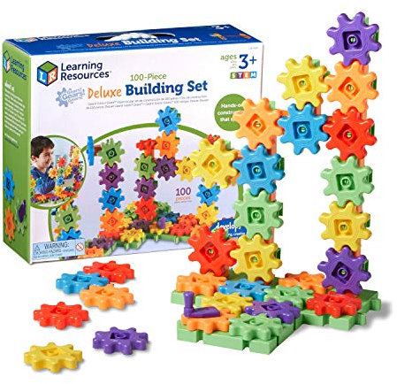 Learning Resources Gears Gears Gears, Deluxe Beginners Building Set, 100 Pieces, STEM Construction Toy for Kids, Building Toy, Develops Fine Motor Skills, Gifts for Boys & Girls Aged 3 4 5