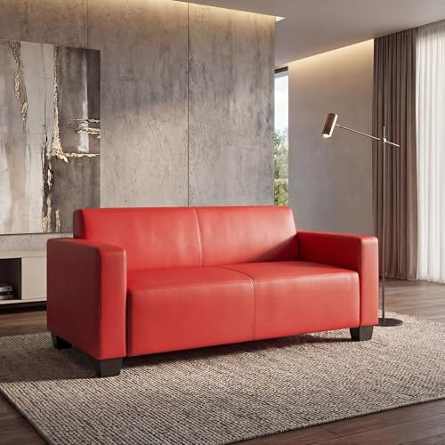 Mendler Modular 2-Sitzer Sofa Couch Lyon, Kunstleder - rot