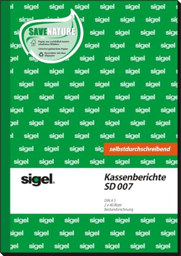 Sigel 5 x Formularbuch Kassenbericht A5 selbstdurchschreibend VE=2x40 Blatt