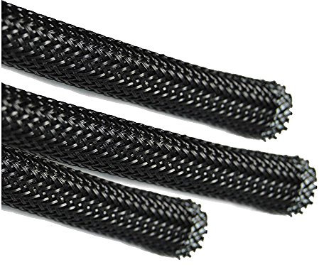 5 Meters, 4mm Braided SLEEVING - Expandable Black Braided Flexible Cable SLEEVING - Polyester